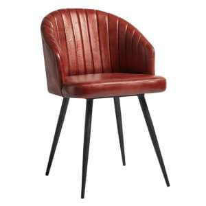 Bakewell Genuine Leather Tub Chair In Vintage Red - UK