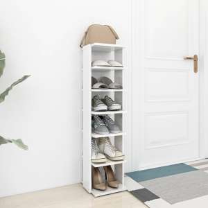 Balta High Gloss Shoe Storage Rack With 6 Shelves In White - UK