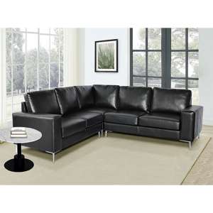 Baltic Faux Leather Corner Sofa In Black - UK