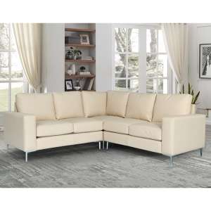 Baltic Faux Leather Corner Sofa In Ivory - UK