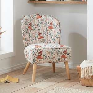Bambi Fabric Childrens Pleated Back Accent Chair In White - UK