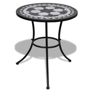 Barkla Mosaic Bistro Table In Black And White - UK