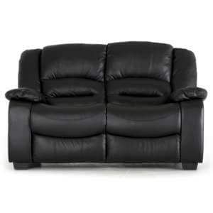 Barletta Upholstered Leather 2 Seater Sofa In Black - UK