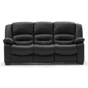 Barletta Upholstered Leather 3 Seater Sofa In Black - UK