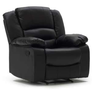 Barletta Upholstered Recliner Leather Armchair In Black - UK