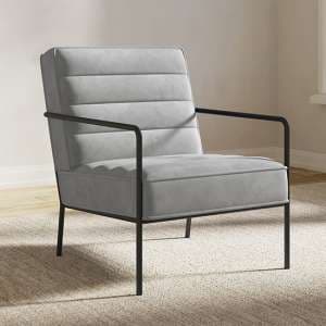 Barth Plush Velvet Accent Chair In Grey With Black Legs - UK