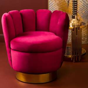 Bealie Velvet Bedroom Chair With Gold Base In Wine - UK