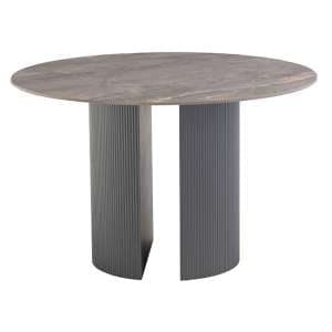 Beccles Sintered Stone Dining Table Round In Polished Grey - UK