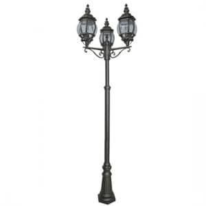 Bel Aire 3 Light Outdoor Post Lamp In Black With Clear Glass - UK