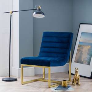 Barak Velvet Bedroom Chair In Blue And Gold - UK