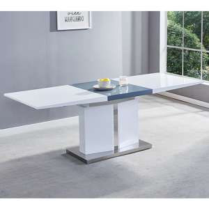 Belmonte Large High Gloss Extending Dining Table In White Grey - UK