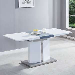 Belmonte Small High Gloss Extending Dining Table In White Grey - UK