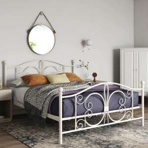 Bemba Metal Double Bed In White - UK