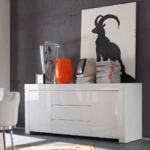 Benetti Sideboard In White High Gloss With 2 Doors And 3 Drawers - UK