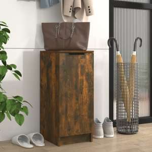 Betsi Wooden Shoe Storage Cabinet With 1 Door In Smoked Oak - UK