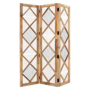 Bettina Wooden 3 Sections Room Divider In Natural - UK