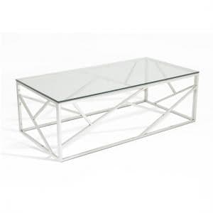 Betty Glass Coffee Table With Polished Stainless Steel Base - UK