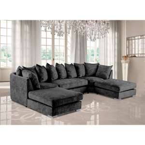 Boise U-Shape Chenille Fabric Corner Sofa In Charcoal - UK