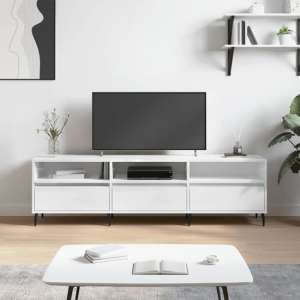 Bonn High Gloss TV Stand With 3 Drawers In White - UK