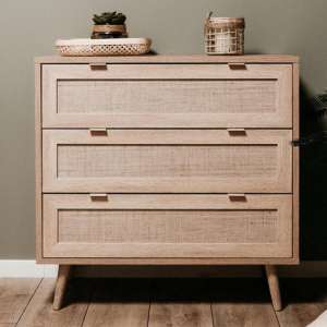 Borox Wooden Chest Of 3 Drawers In Sonoma Oak - UK