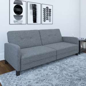 Buxton Linen Fabric Sofa Bed With Wooden Legs In Grey - UK