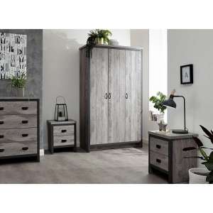 Balcombe Wooden 4Pc Bedroom Furniture Set In Grey - UK