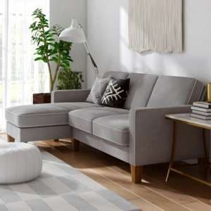Necton Fabric Corner Sofa with Contrast Welting In Linen Grey - UK