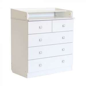 Braize Wooden 5 Drawers Chest With Changing Top In White - UK