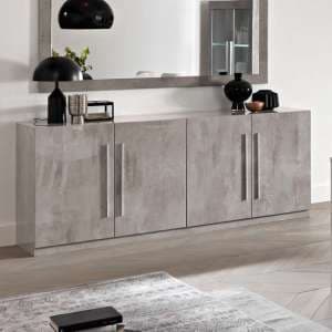 Breta Sideboard Large In Grey Marble Effect High Gloss Lacquer - UK