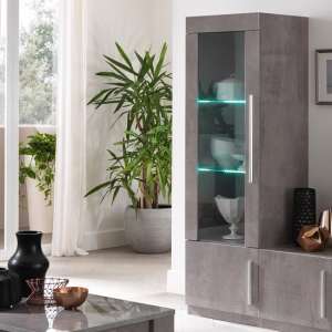 Breta Display Cabinet Grey Marble Effect With High Gloss And LED - UK