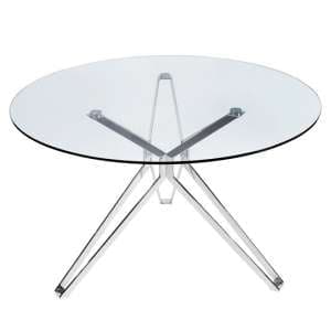 Toulouse Glass Dining Table Round In Clear With Chrome Legs - UK