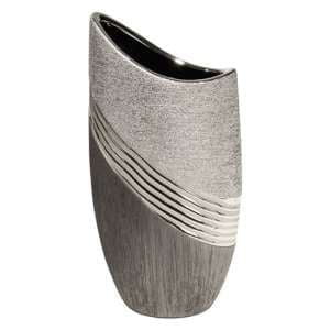 Bridgetown Ceramic Large Deco Vase In Grey And Silver - UK