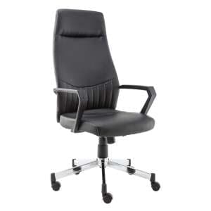 Brook High Back Faux Leather Home And Office Chair In Black - UK