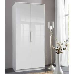 Bruce Wardrobe In White With High Gloss Fronts And 2 Doors - UK