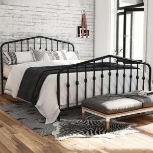 Brunswick Metal Double Bed In Black - UK