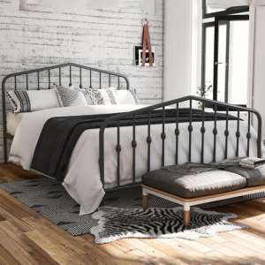 Brunswick Metal Double Bed In Grey - UK
