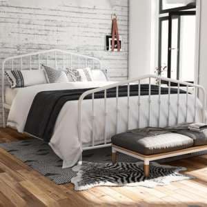 Brunswick Metal Double Bed In White - UK