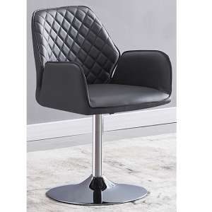 Bucketeer Faux Leather Dining Chair In Grey with Swivel Action - UK