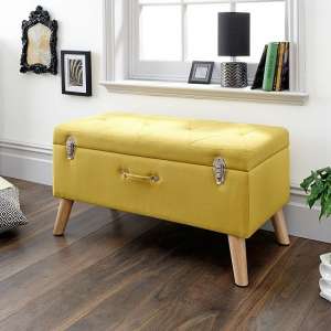 Mursley Fabric Ottoman Storage Bench In Mustard - UK