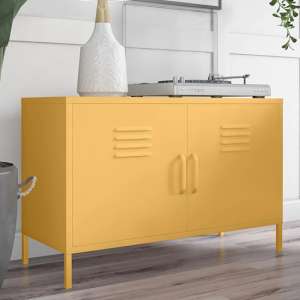 Caches Metal Locker Accent Cabinet With 2 Doors In Yellow - UK