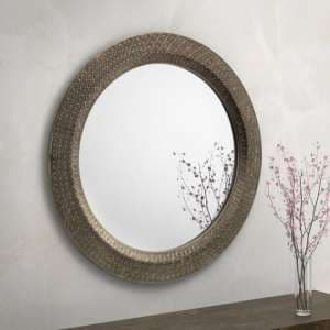 Cabrera Large Round Ornate Wall Mirror In Pewter - UK