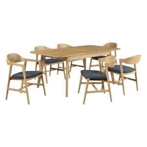 Cairo Extending Wooden Dining Table With 6 Chairs In Natural Oak - UK