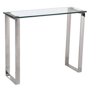 Callison Clear Glass Console Table With Stainless Steel Legs - UK
