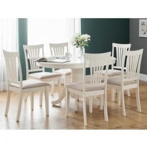 Salgado Extending Ivory Wooden Dining Table Table With 6 Chairs - UK