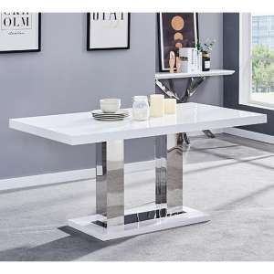 Candice High Gloss Dining Table In White - UK