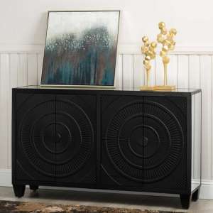 Canfield Mirrored Sideboard With 4 Doors In Black - UK