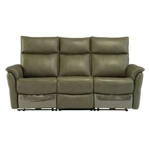 Canyon Faux Leather Electric Recliner 3 Seater Sofa In Green - UK