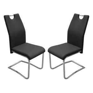 Capella Black Faux Leather Dining Chair In Pair - UK
