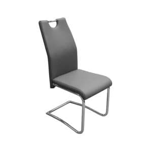 Capella Faux Leather Dining Chair In Grey - UK