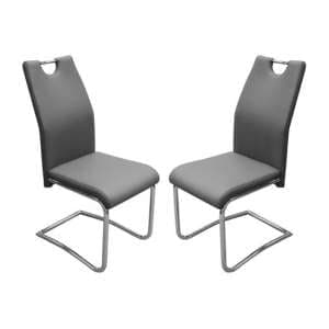 Capella Grey Faux Leather Dining Chairs In Pair - UK
